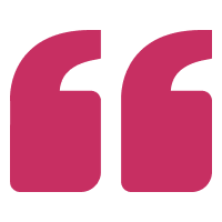 A vibrant pink quotation mark symbol stands confidently on a pristine white background, much like a bold hair color transformation at your favorite salon.